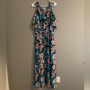 Belk Floral Maxi Dress - Teal and Coral